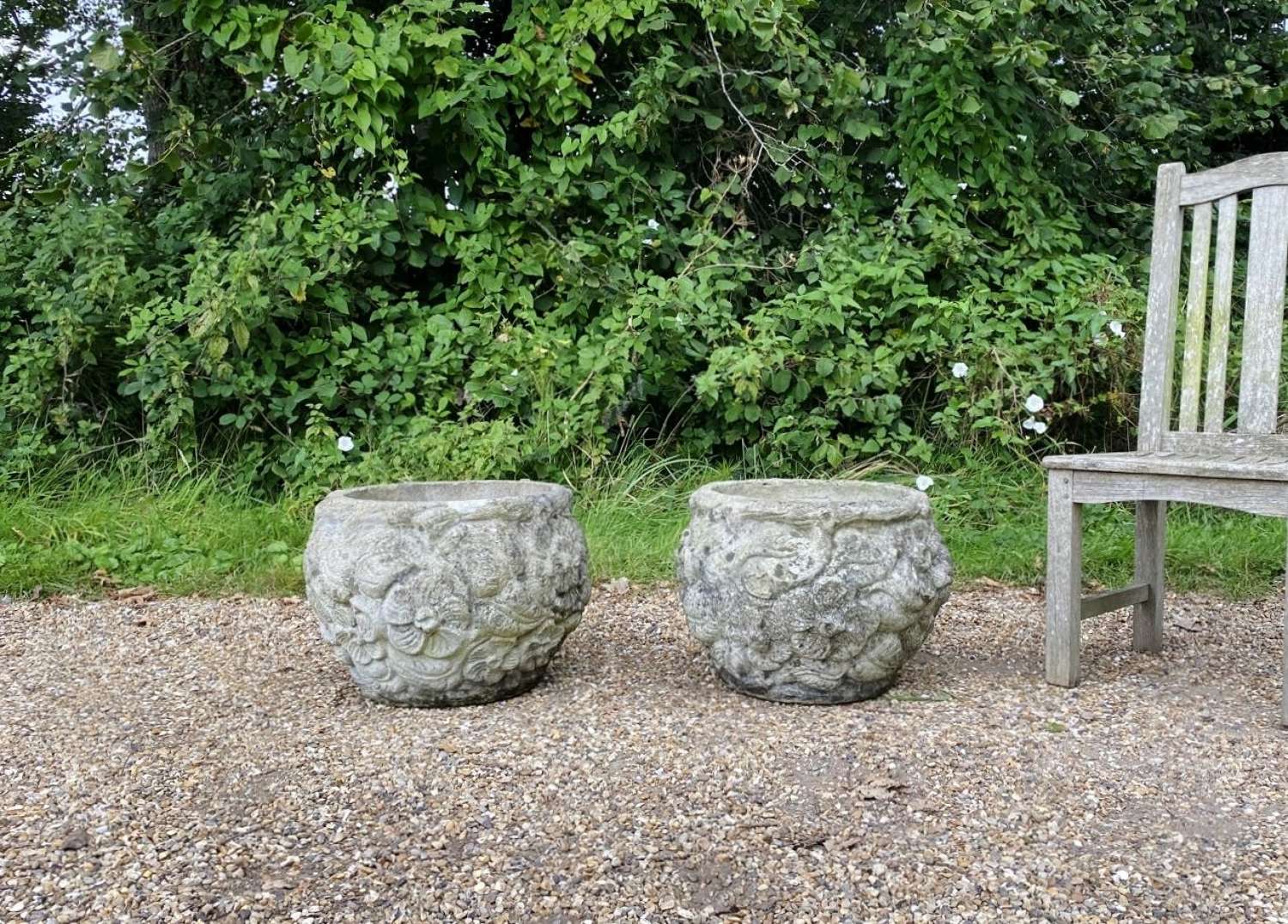 Pair of Patinated Flower Planters