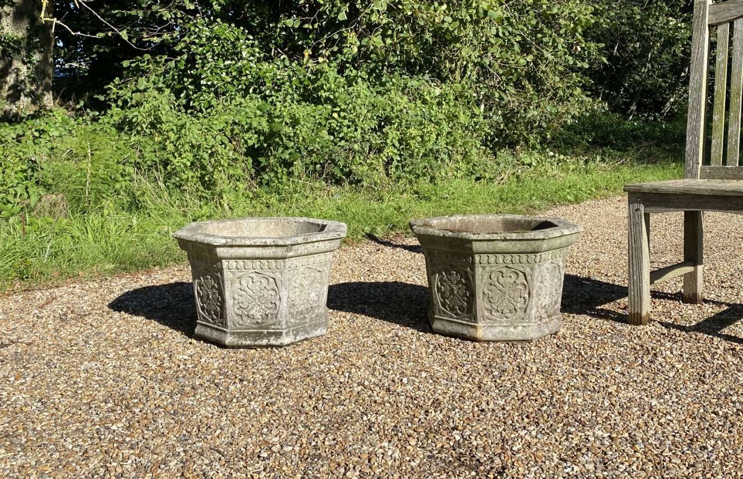 Pair of Patinated Octagonal Planters