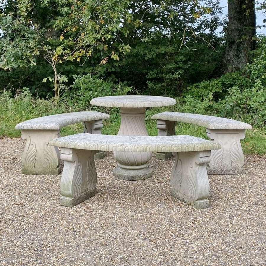 Carved Stone Seating Set