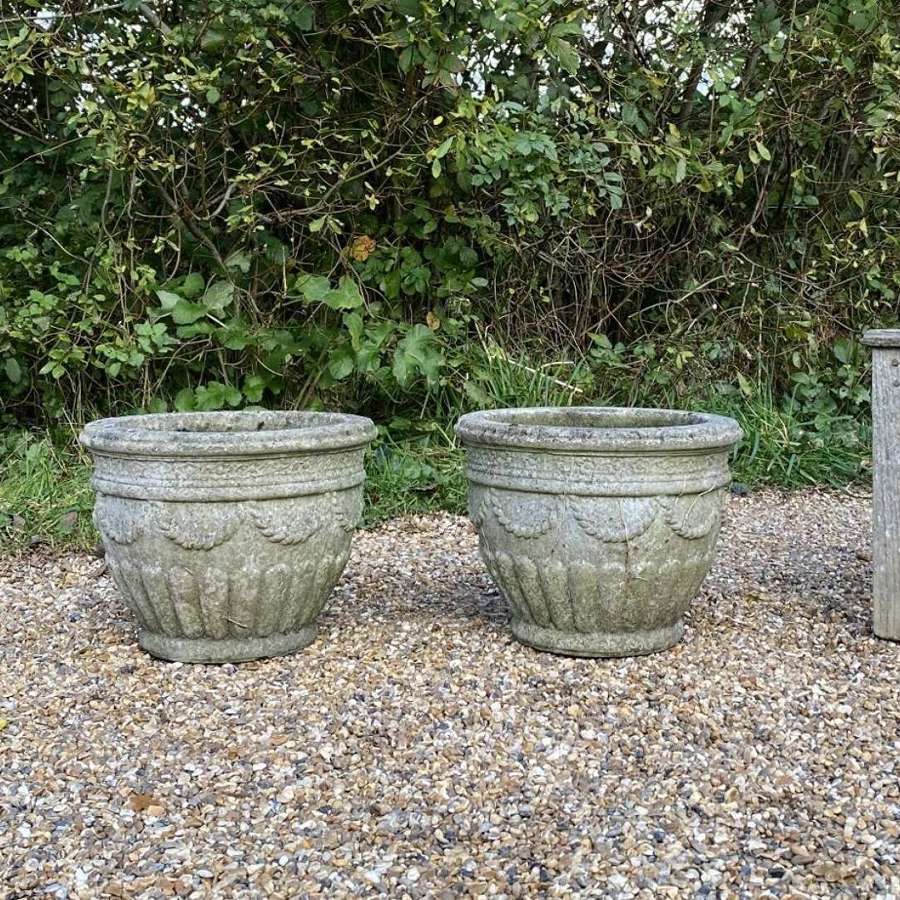 Pair of Patinated Rope Planters