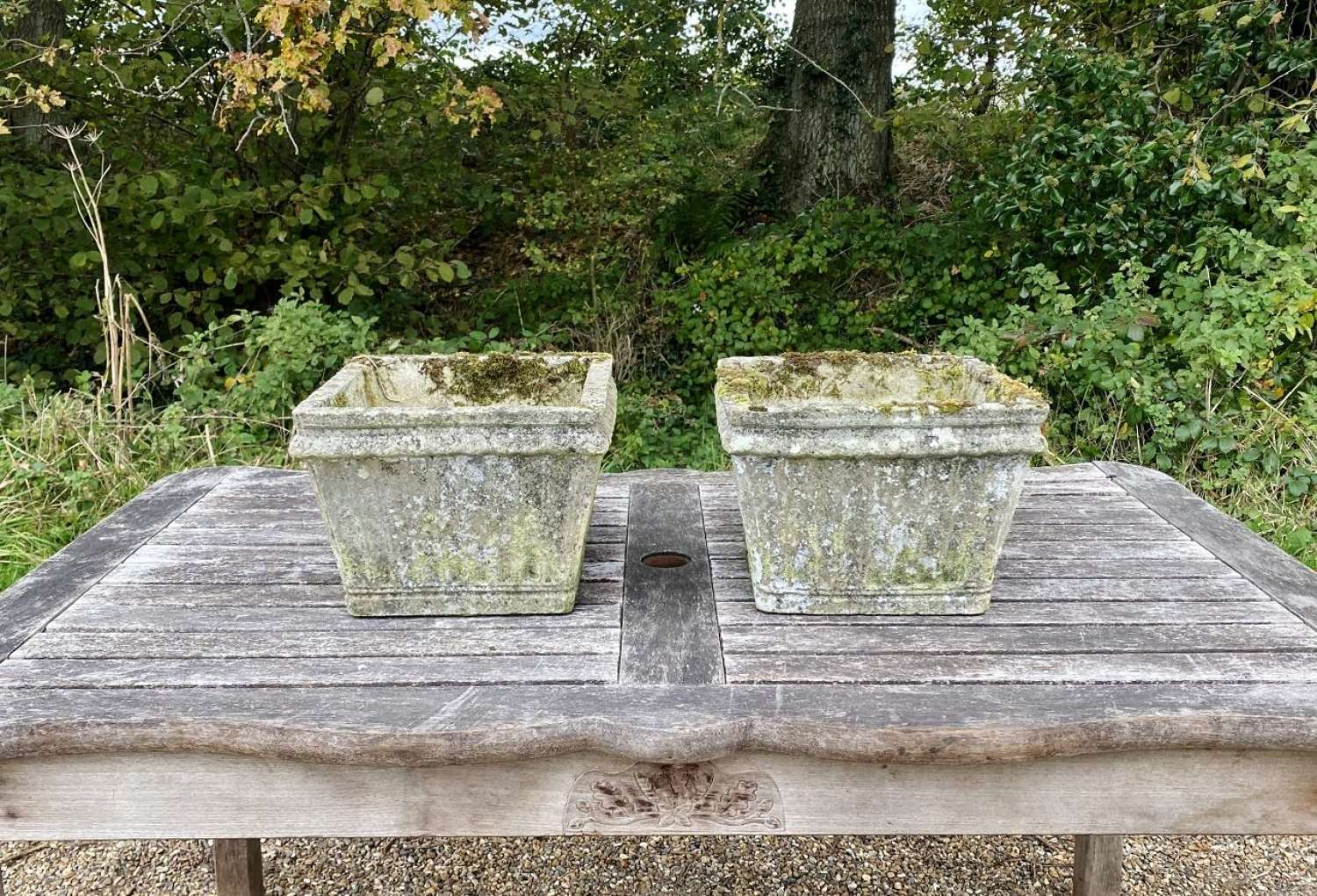 Pair of Small Patinated Planters