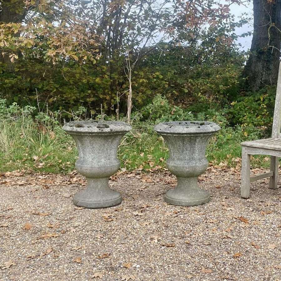 Pair of Simple Weathered Urns