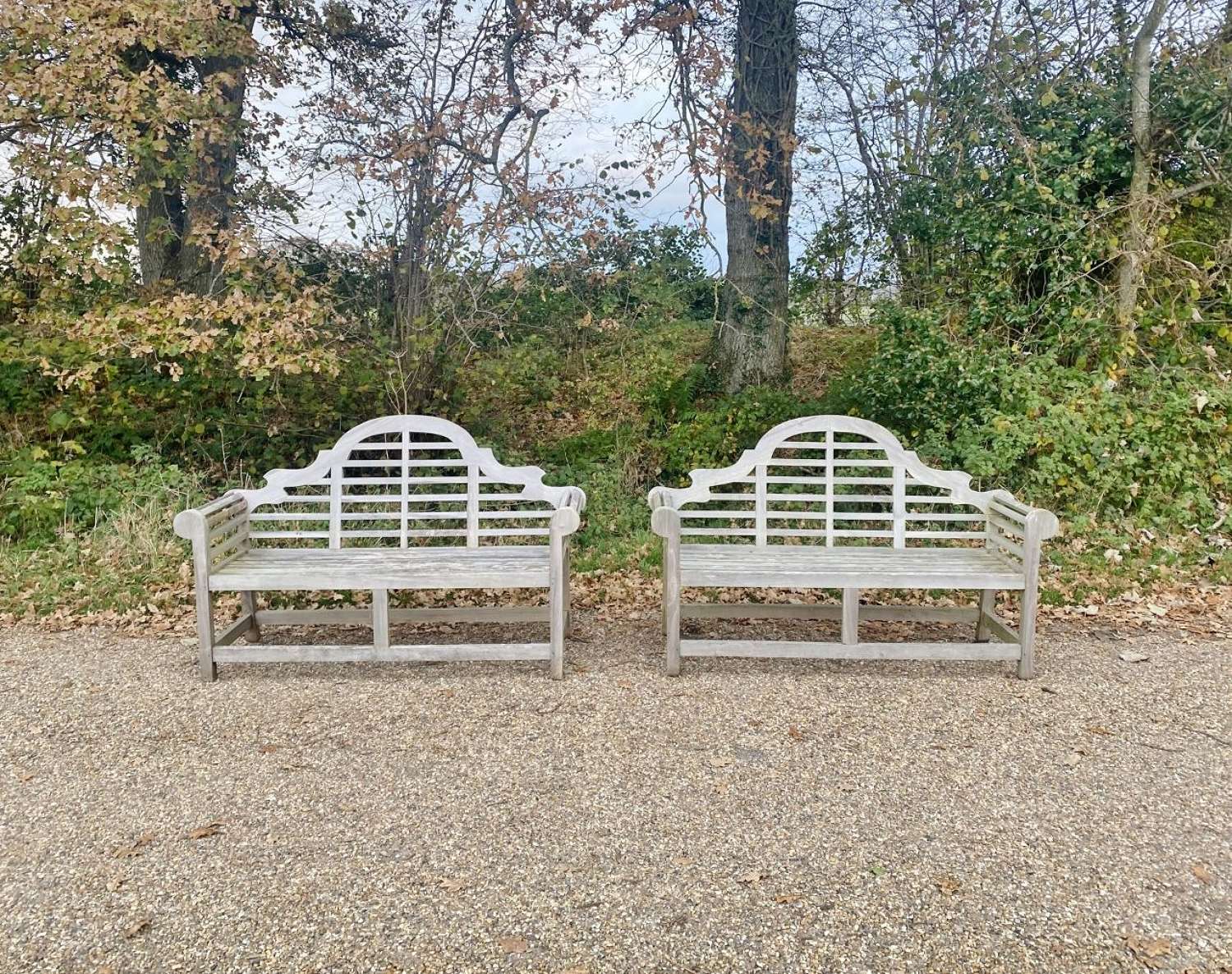 Pair of Silvered Lutyen Benches
