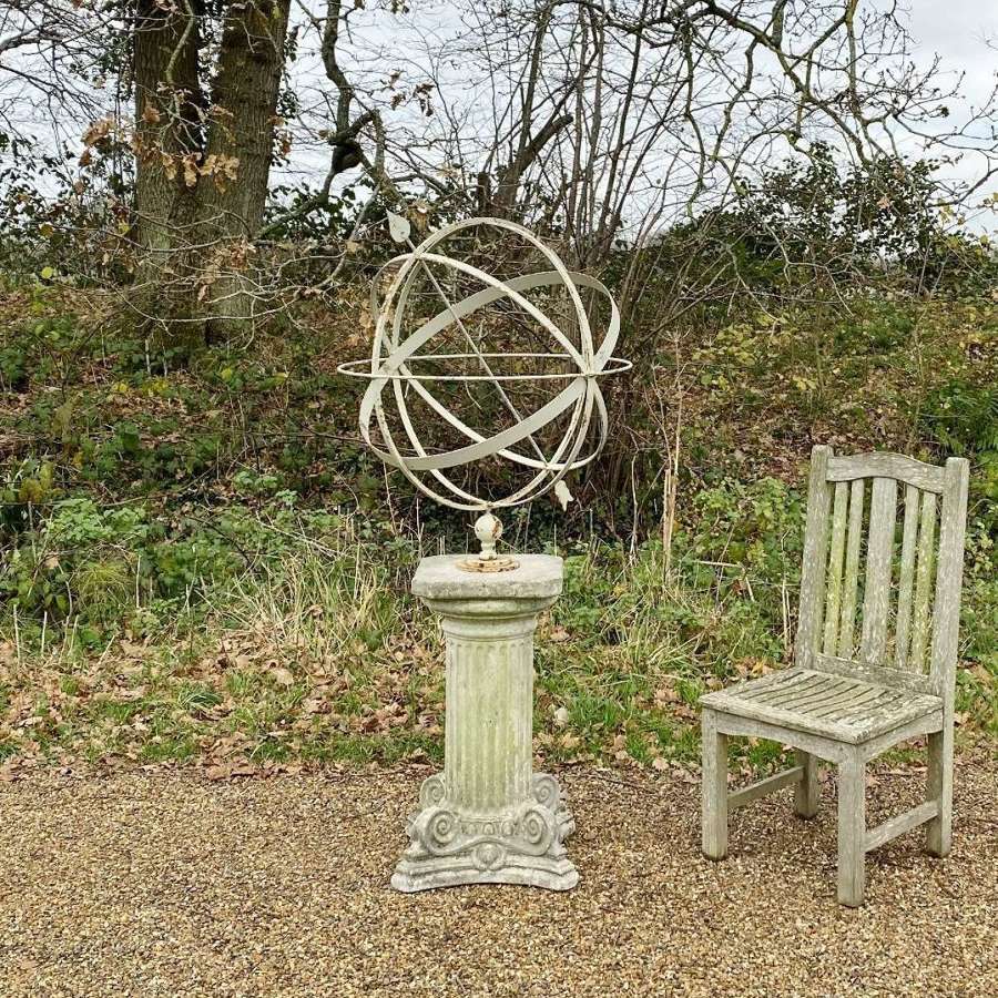 Large Decorative Armillary and Scroll Pedestal
