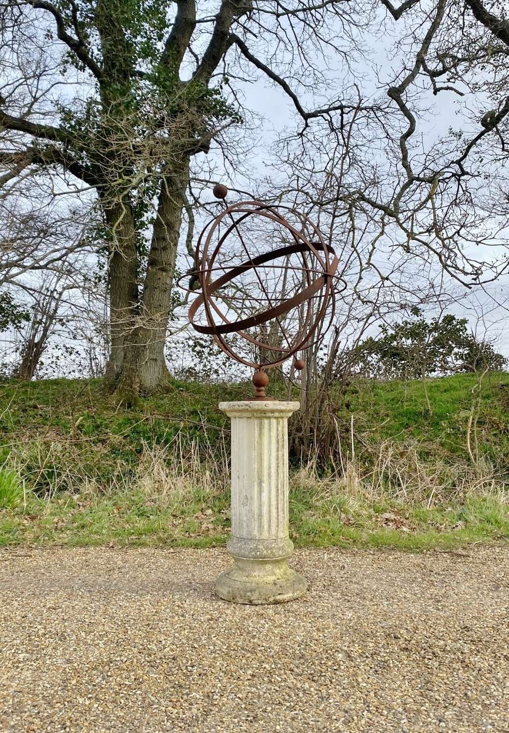 Large Rusted Armillary and Column