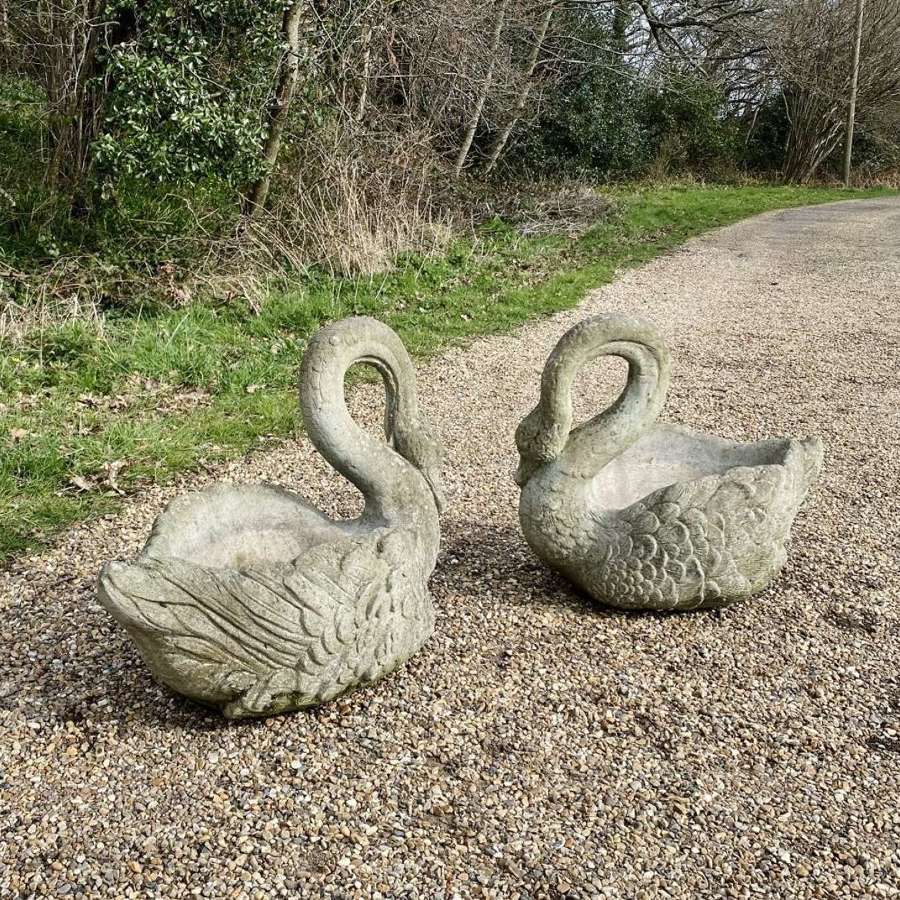 Pair of Large Swan Planters