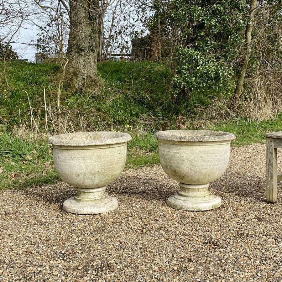 Pair of Simple Bowl Urns
