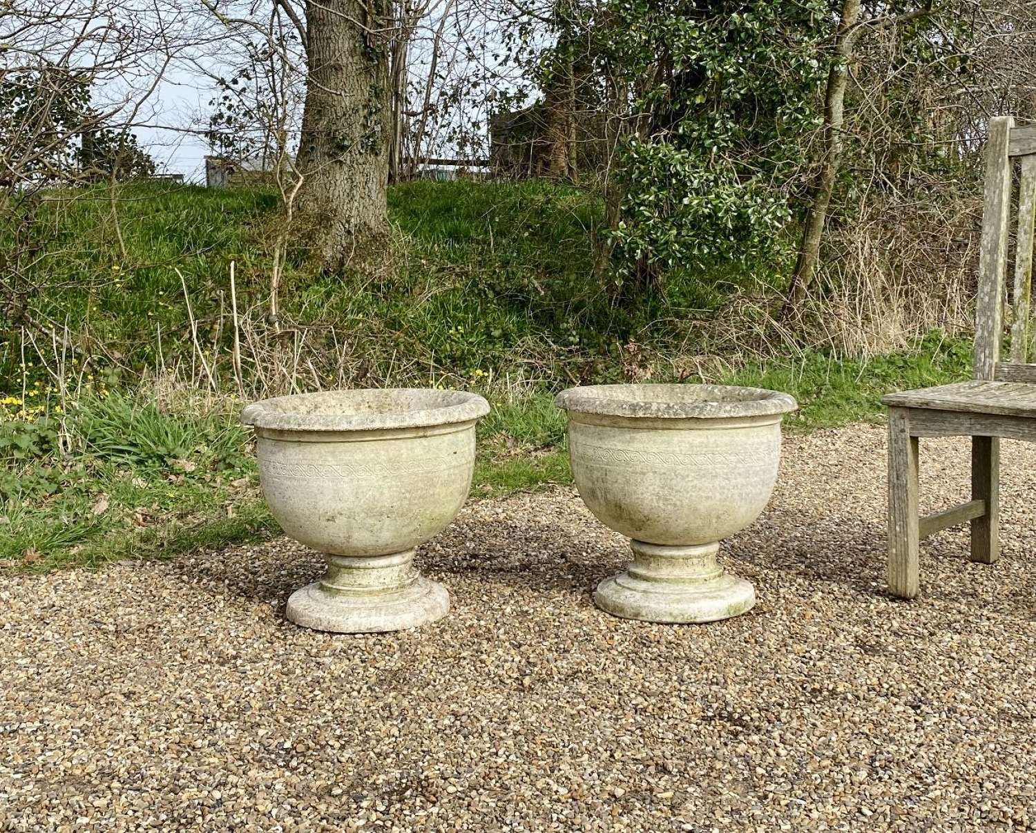 Pair of Simple Bowl Urns