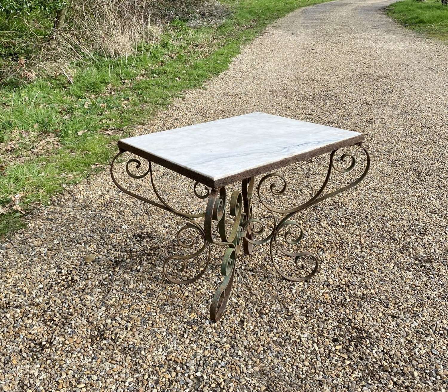 Marble and Iron Side Table