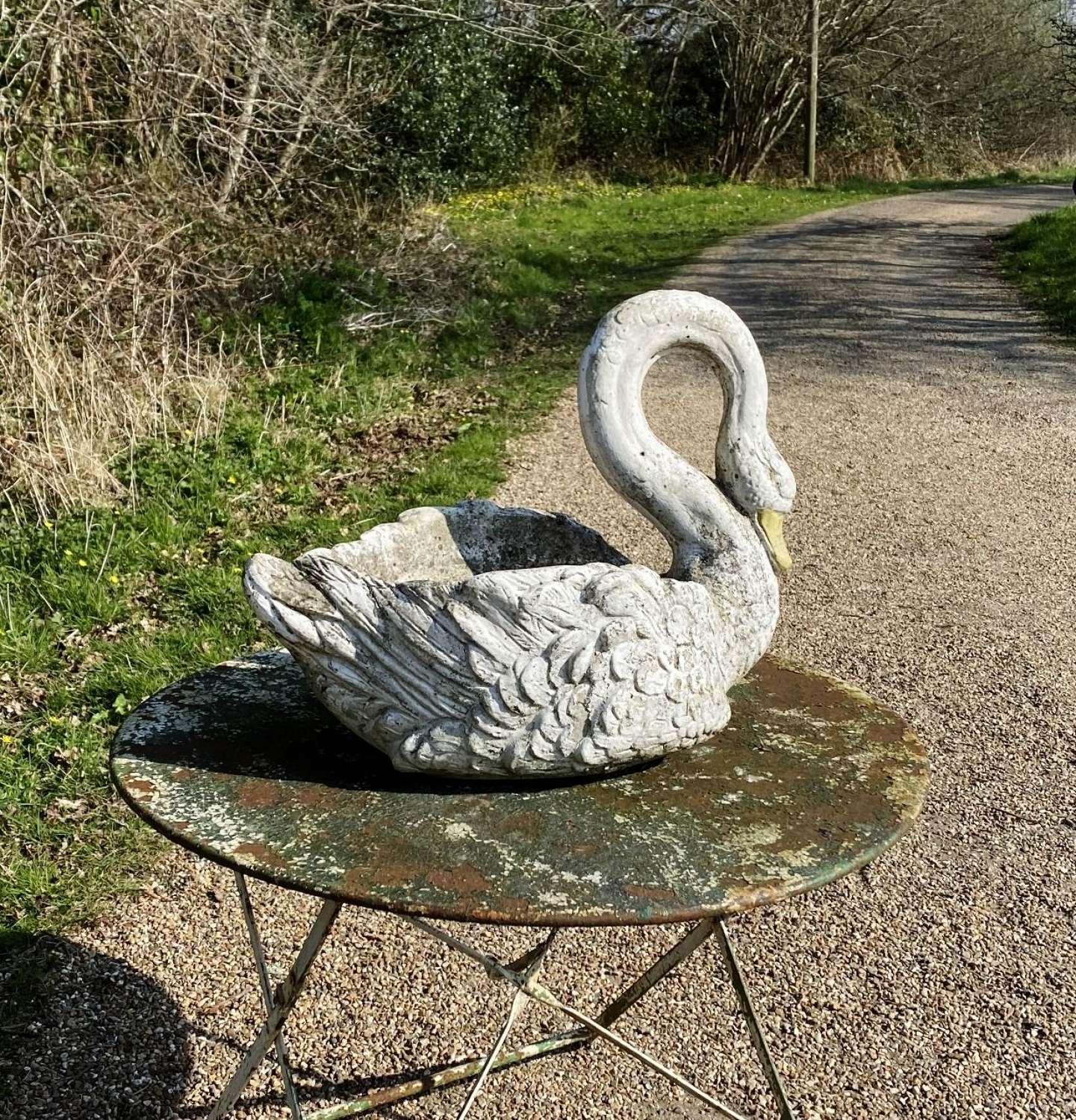 Large Painted Swan Planter