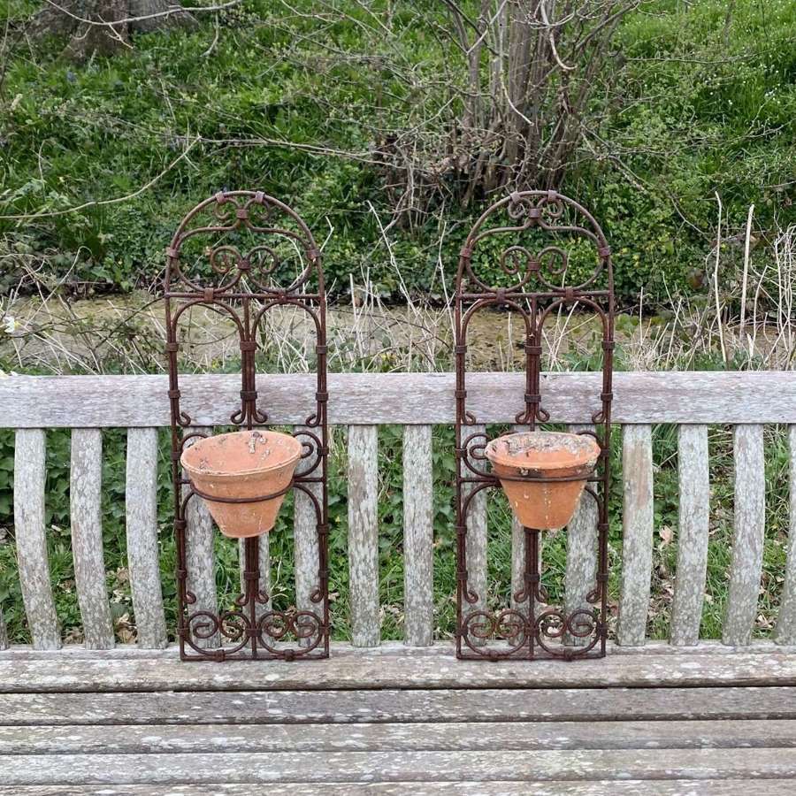 Pair of Wall Planters with Terracotta Pots