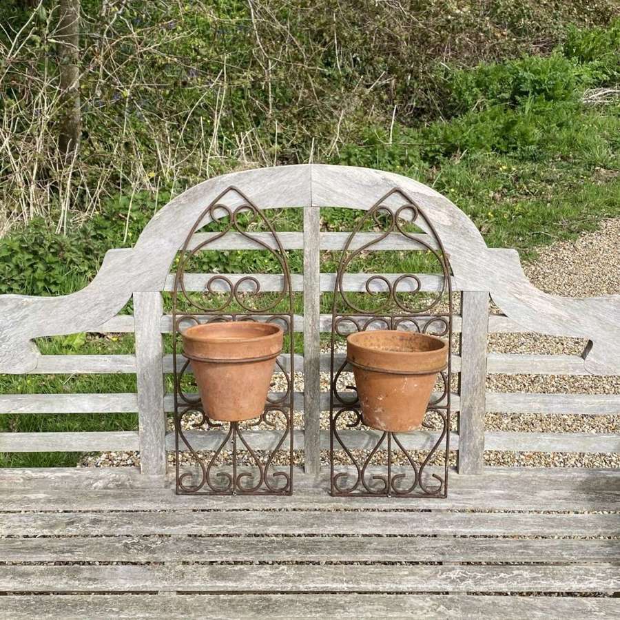 Pair of Iron and Terracotta Wall Planters