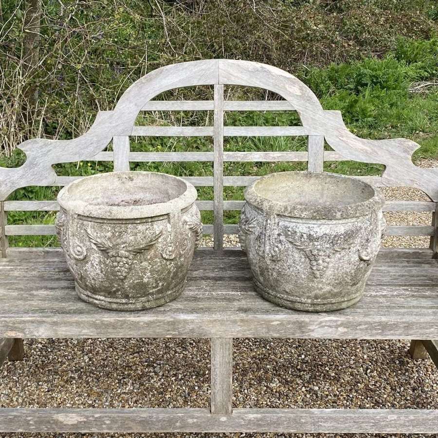 Pair of Grape Planters with Old Paint
