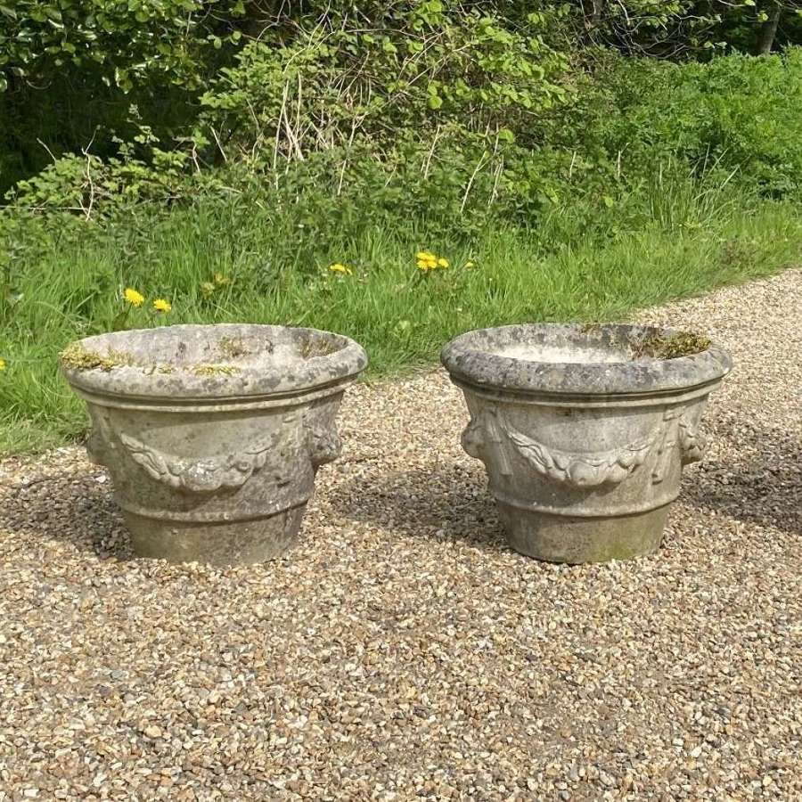 Pair of Patinated Garland Planters
