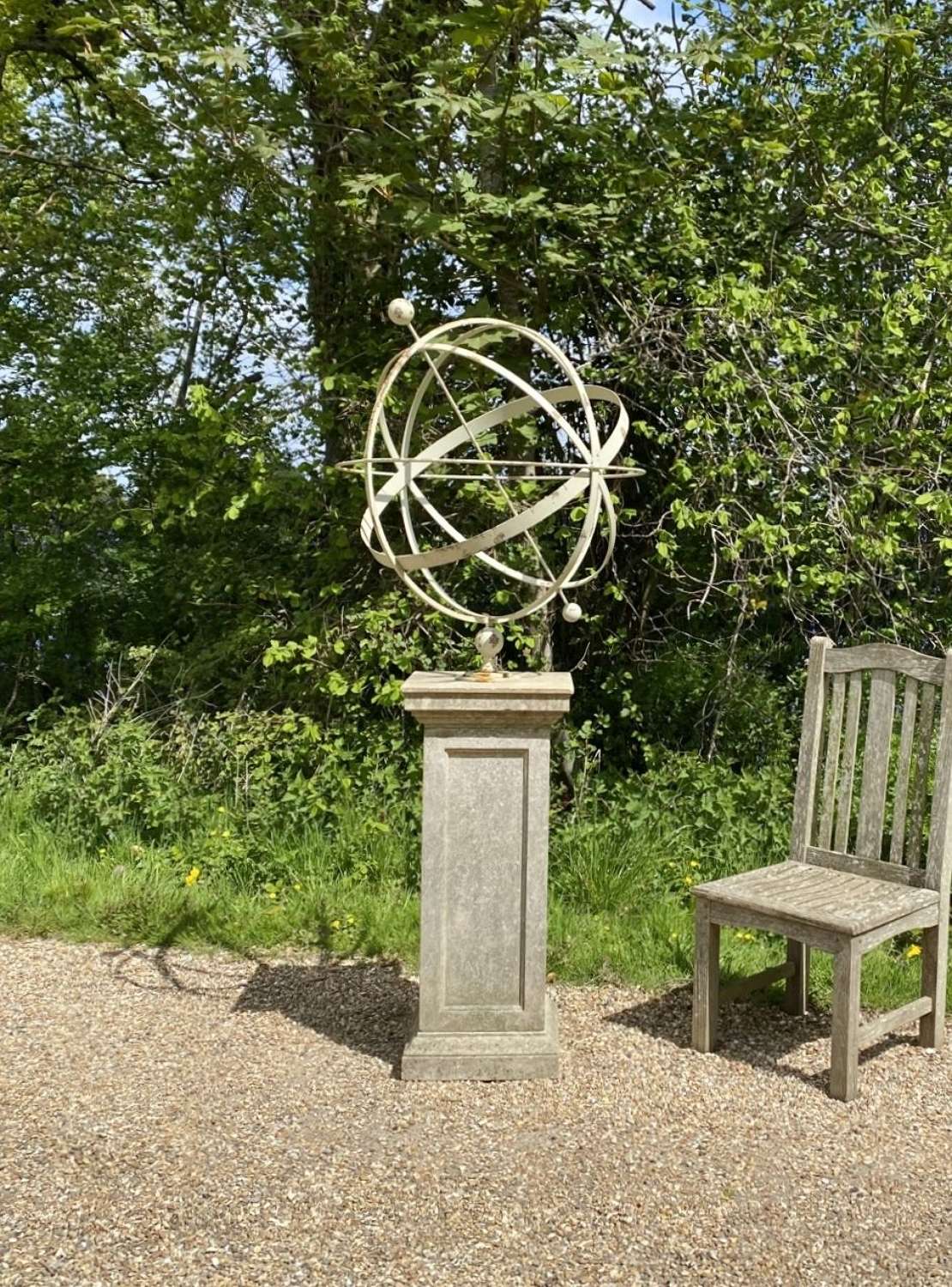 Large Decorative Armillary and Weathered Pedestal