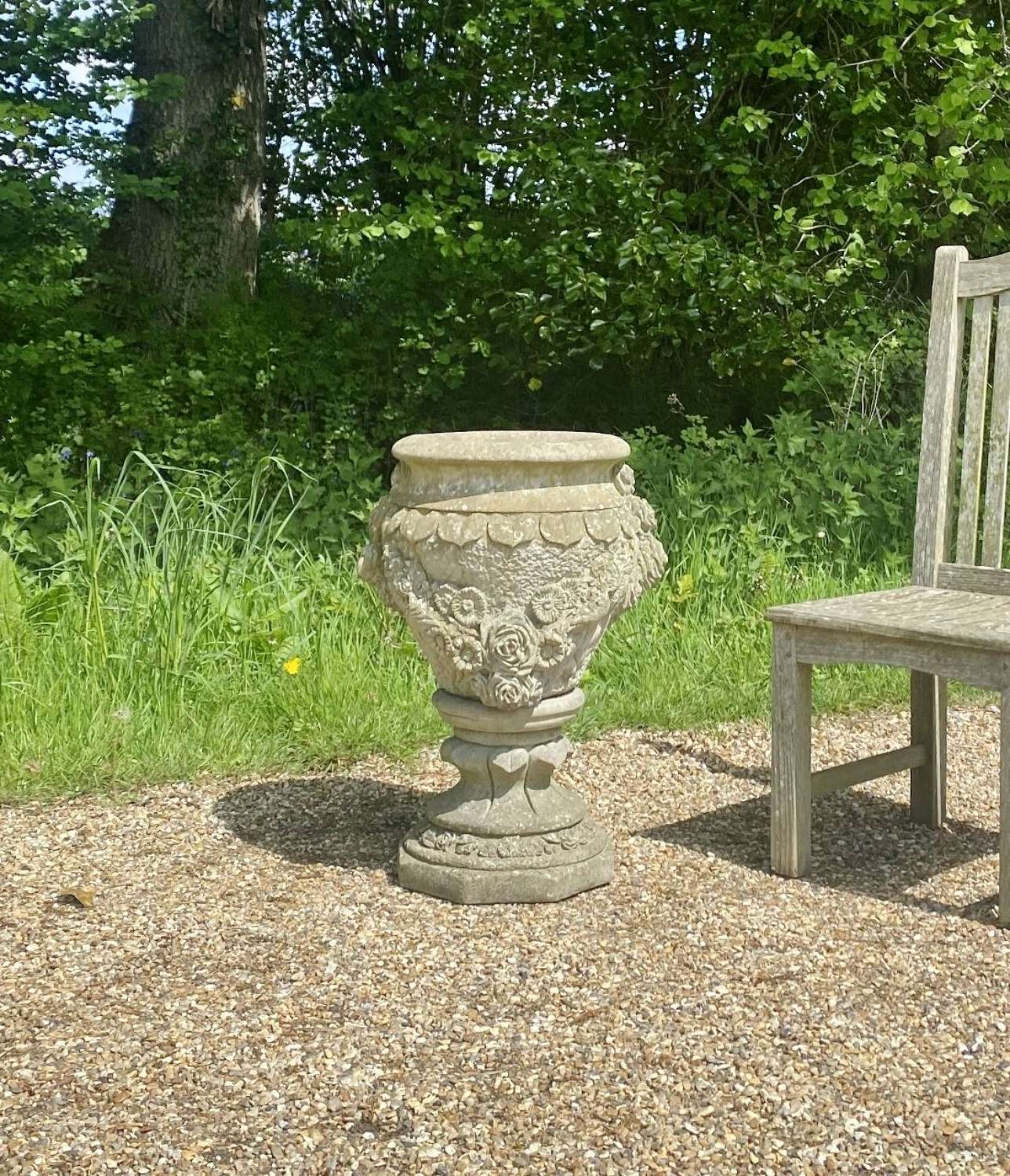 Patinated Floral Urn