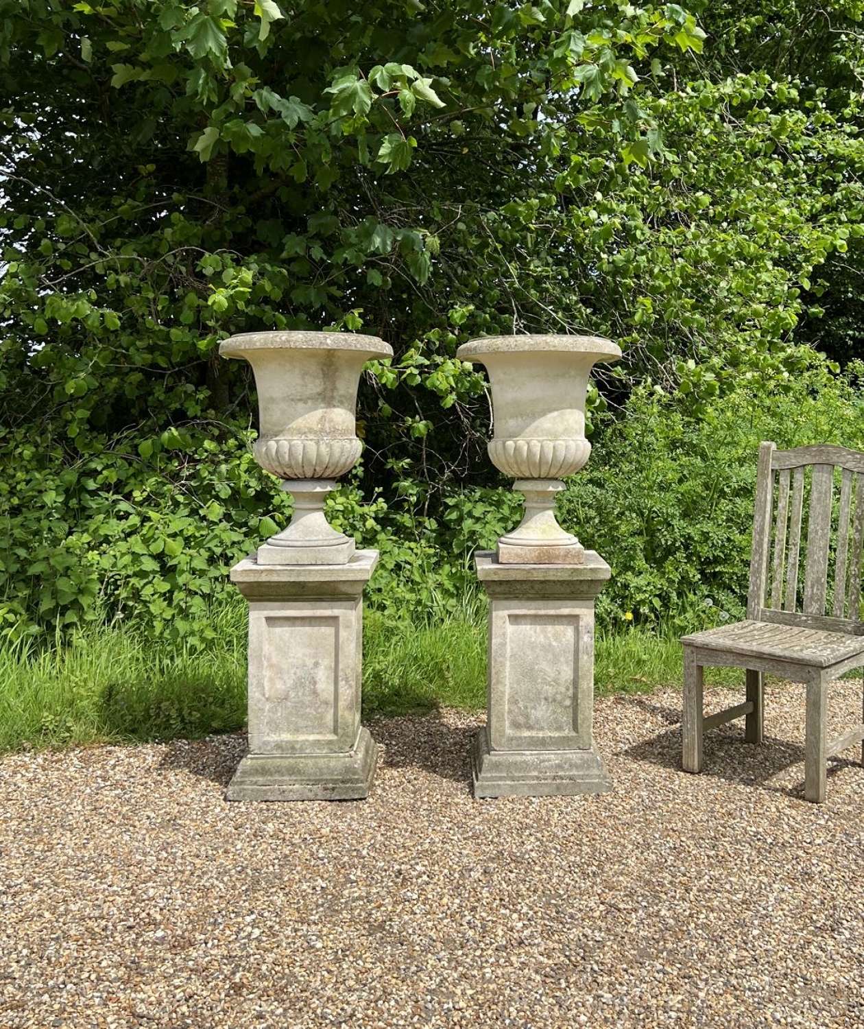 Pair of Campania Urns with Pedestals