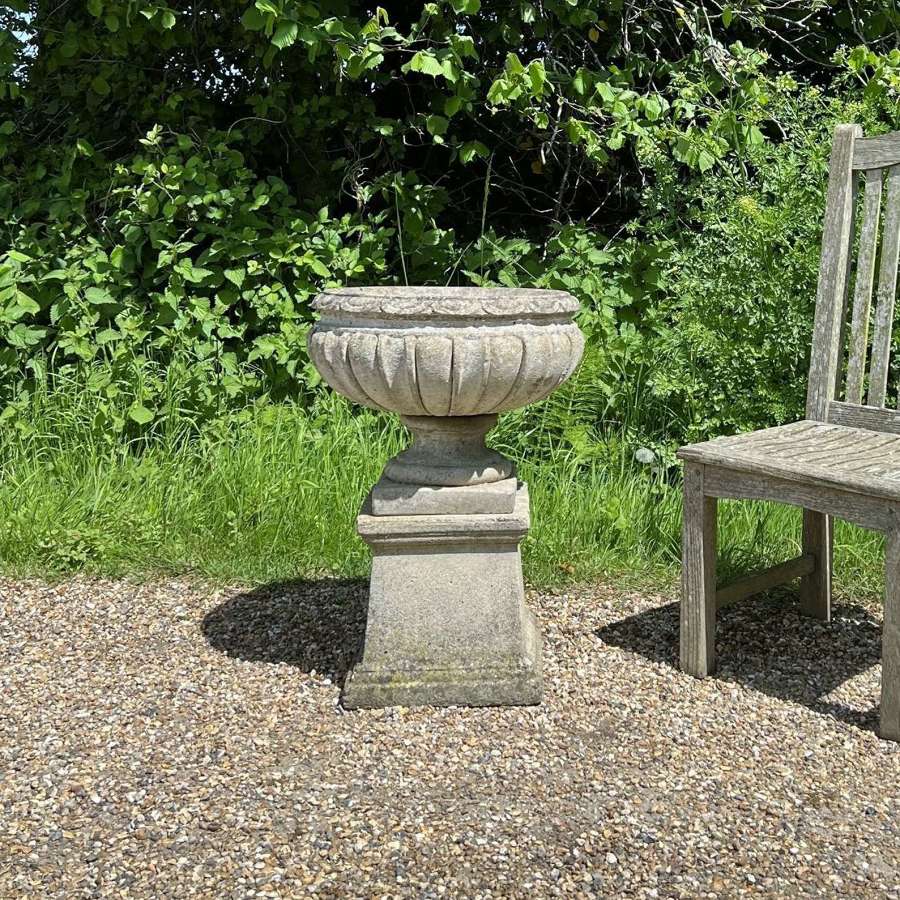 Small Lobed Urn on Pedestal