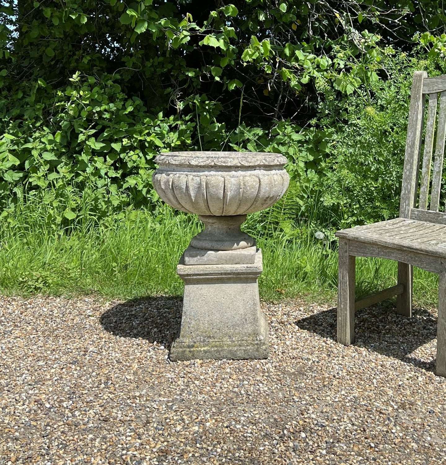 Small Lobed Urn on Pedestal