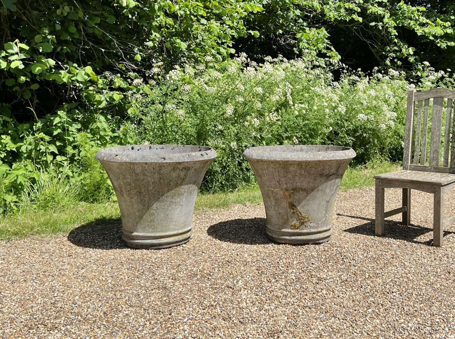 Pair of Large Patinated Planters