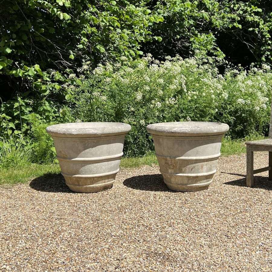 Pair of Large Banded Planters