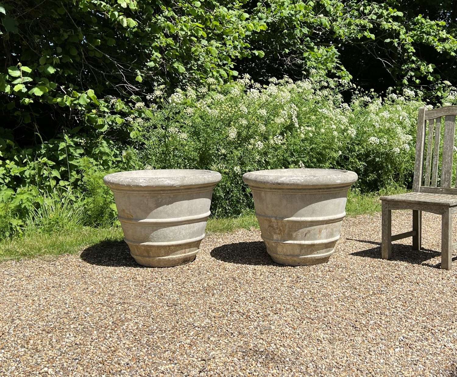 Pair of Large Banded Planters