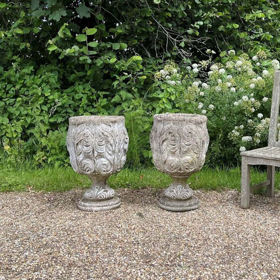 Pair of Large Patinated Urns