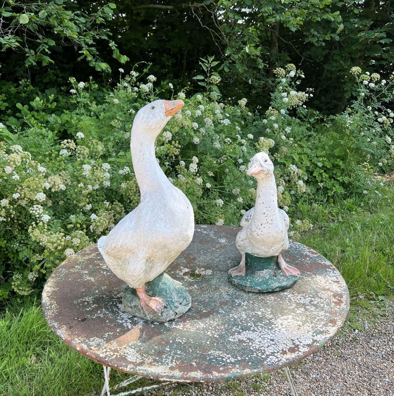 Pair of Large Painted Geese