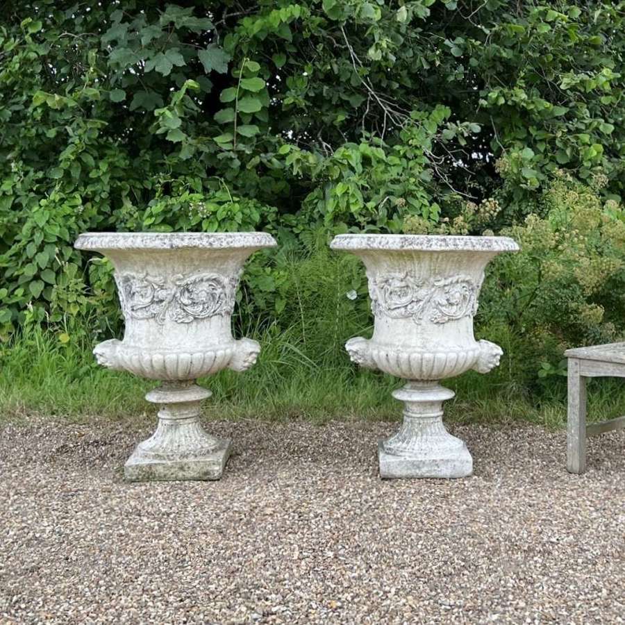 Pair of Large Patinated Urns