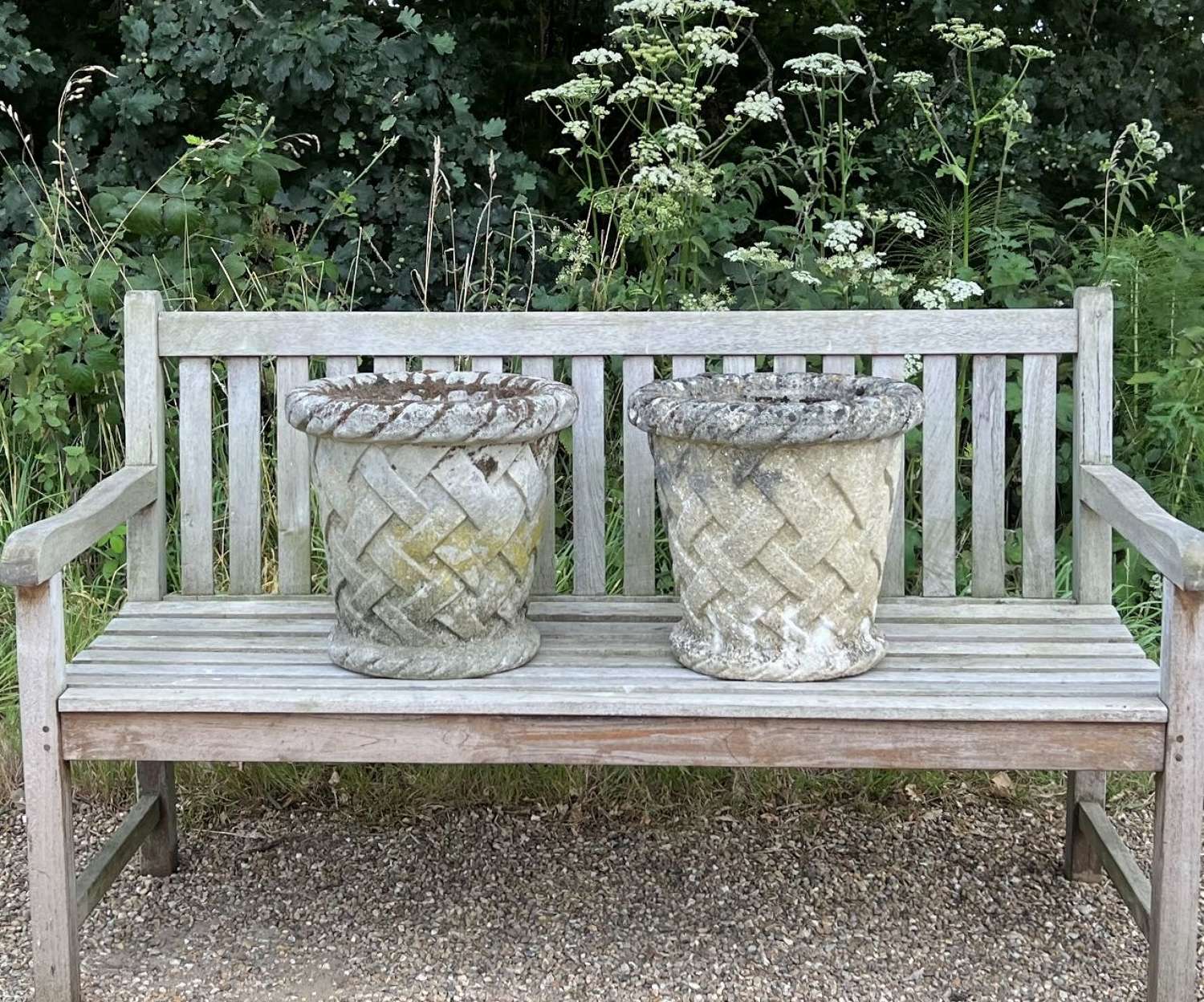 Pair of Patinated Basket Planters