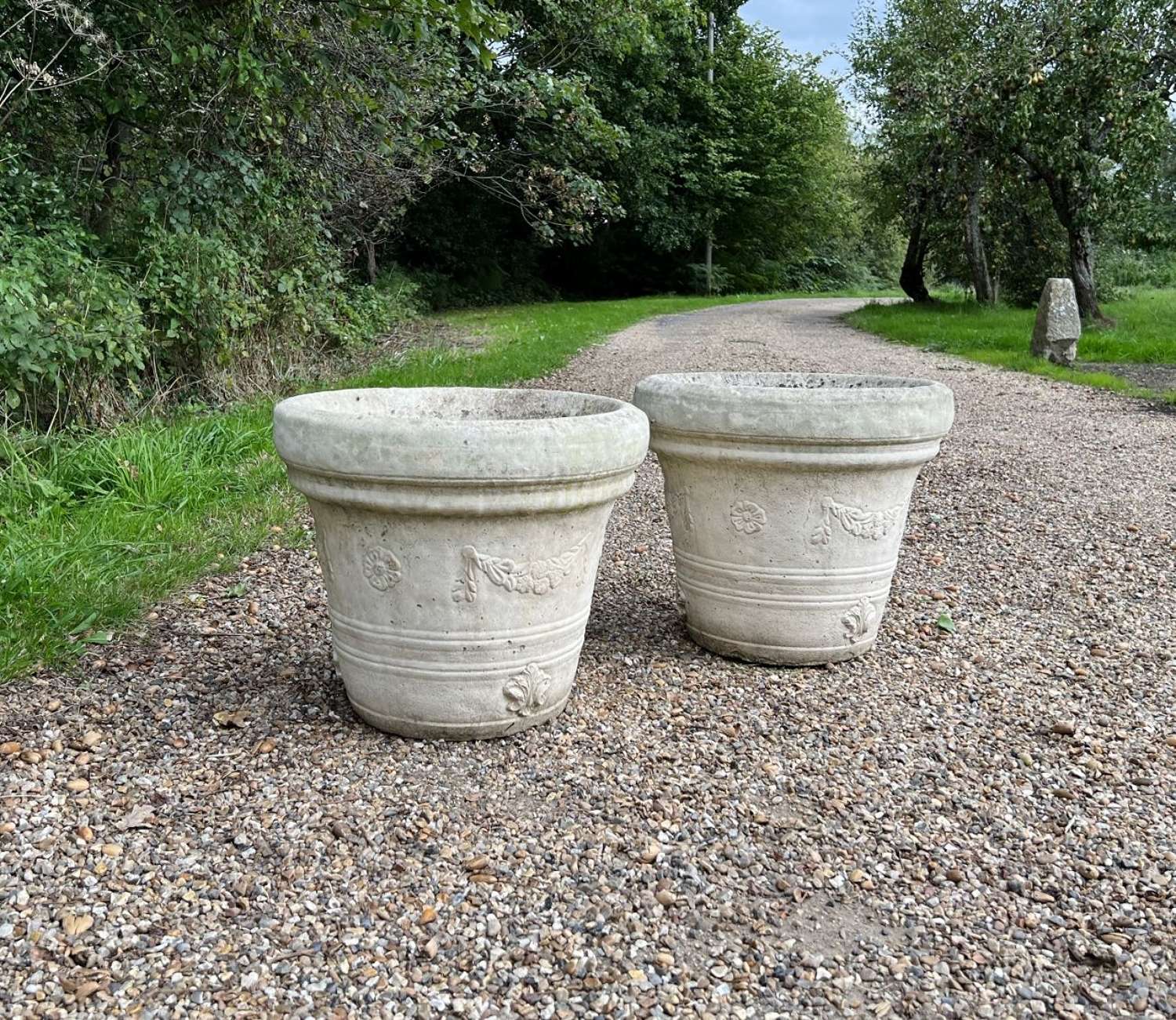 Pair of Garland and Flower Planters