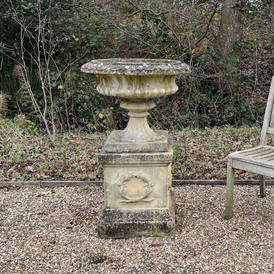 Sandford Stone Urn and Pedestal