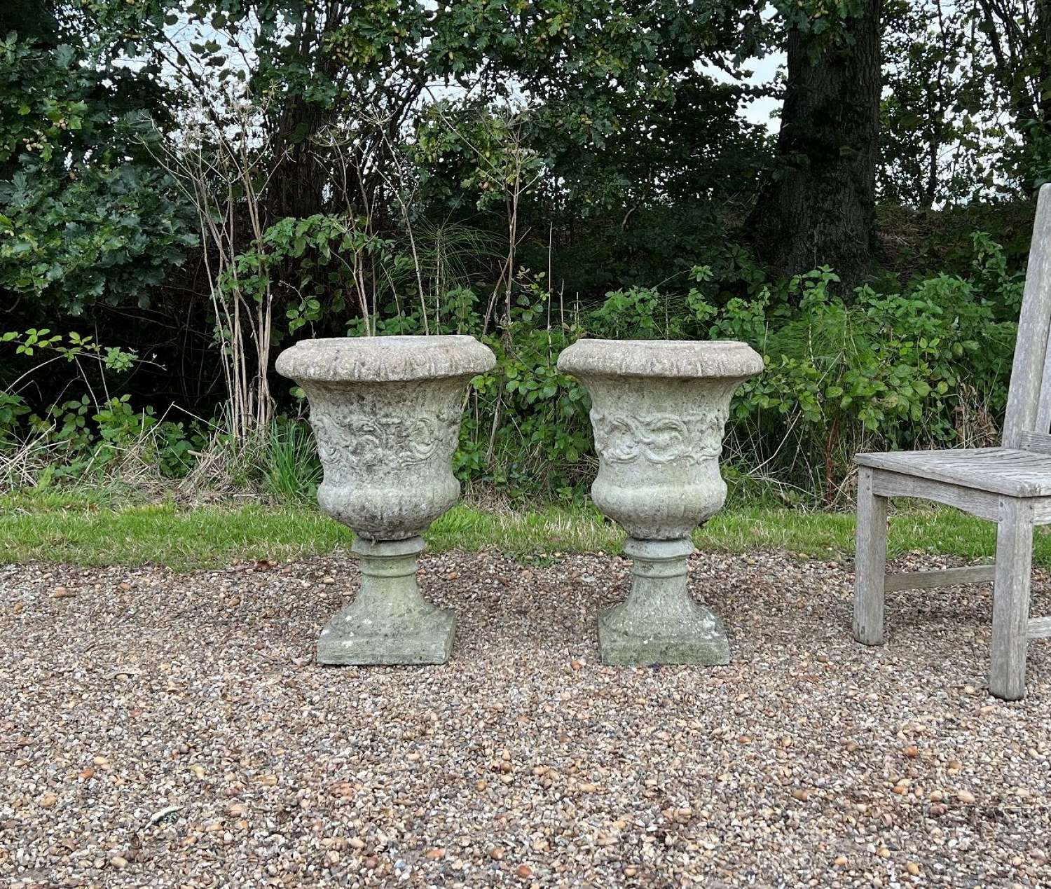 Pair of Patinated Urns