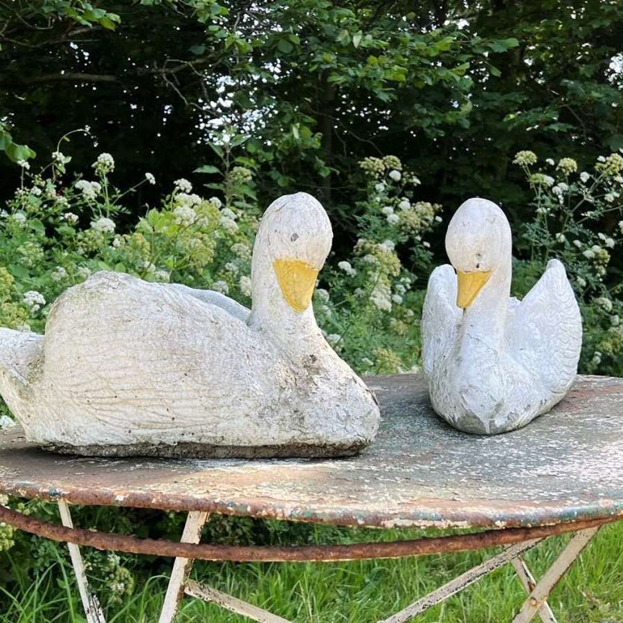 Pair of Painted Swan Planters
