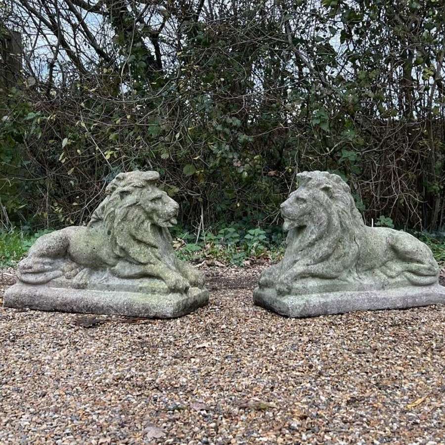 Pair of Mid-Century Lions