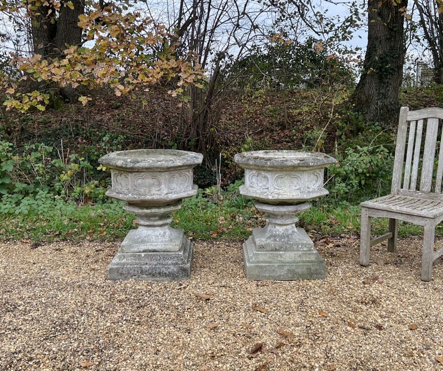 Pair of Patinated Font Planters