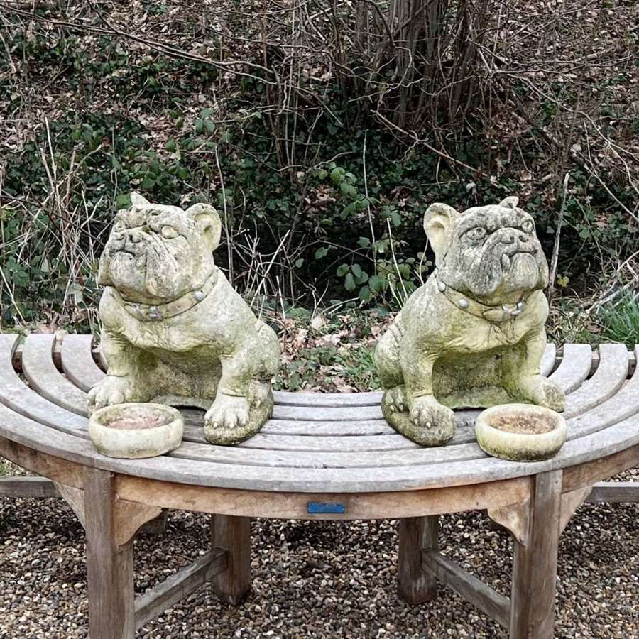 Pair of Large Bulldogs with Bowls