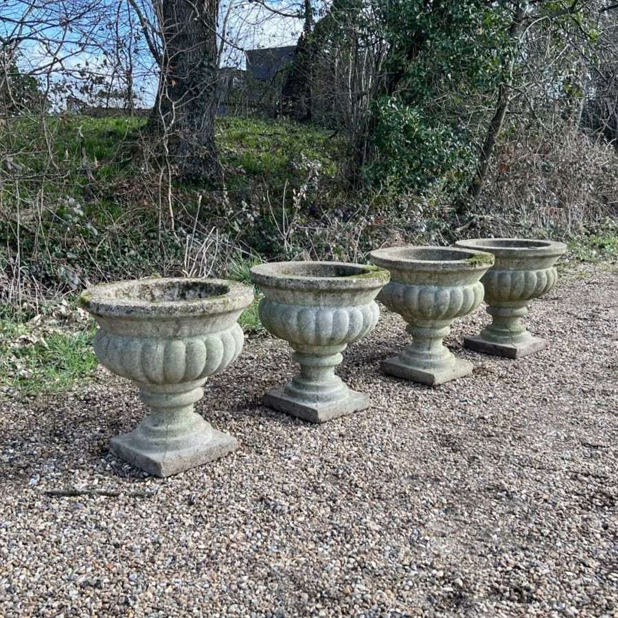 Set of 4 Small Lobed Urns