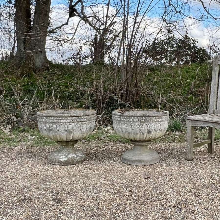 Pair of Patinated Bowl Planters