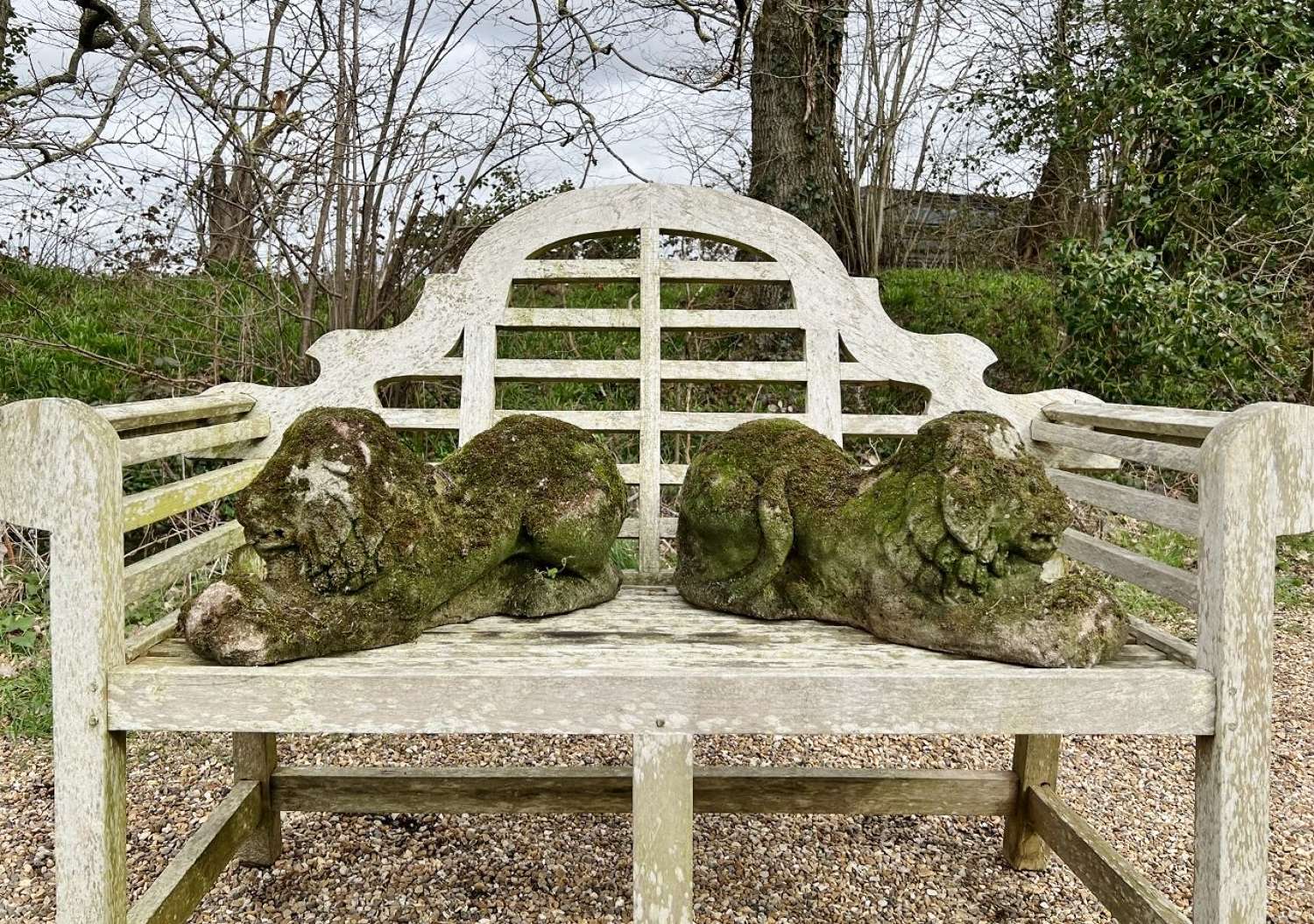 Pair of Mossy Lions