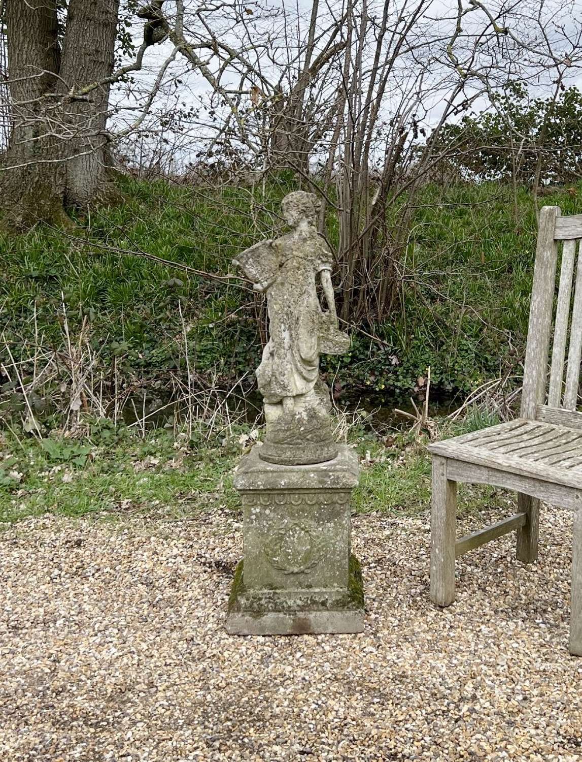 Small Patinated Figure and Pedestal