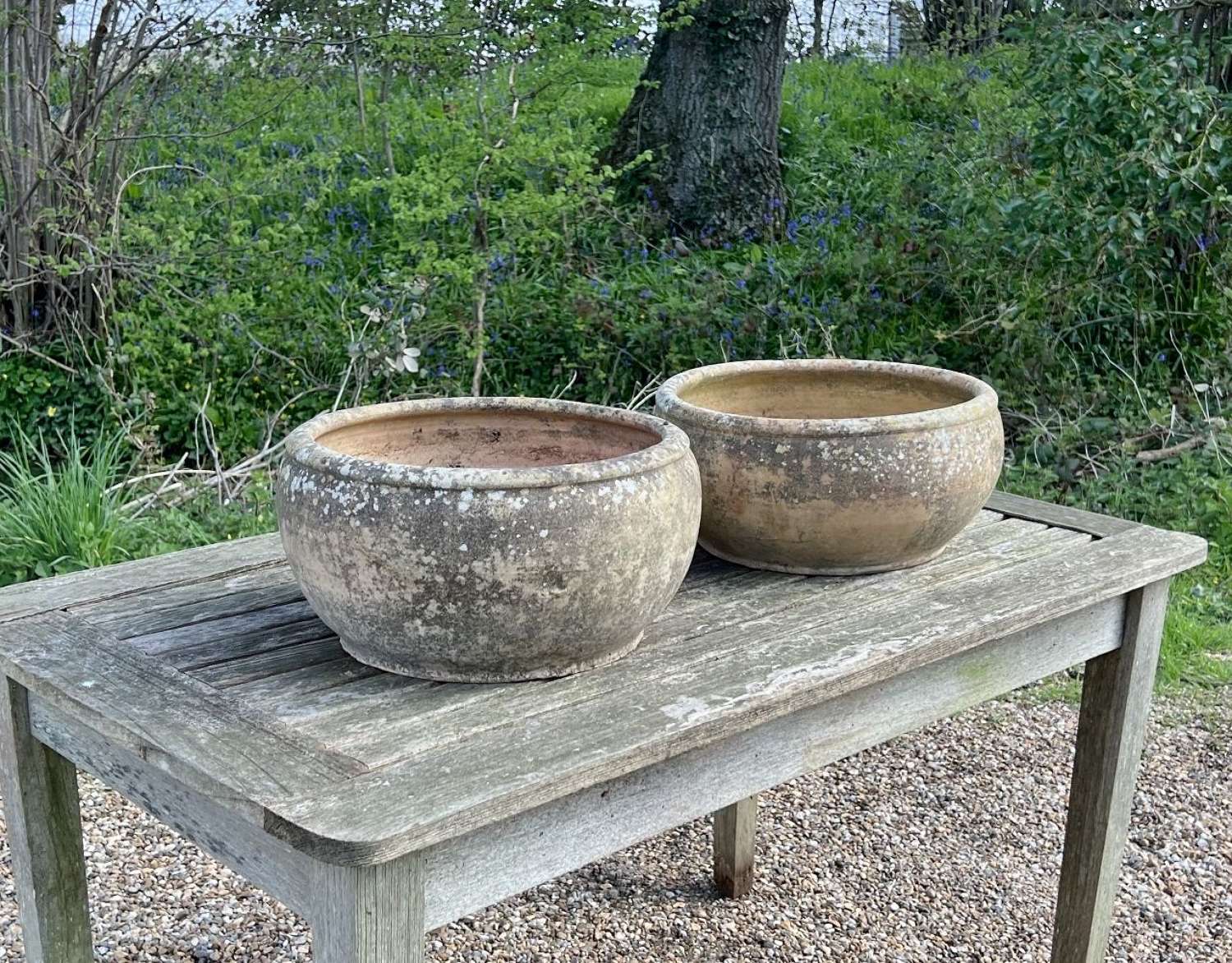 Pair of Small Patinated Terracotta Bowls