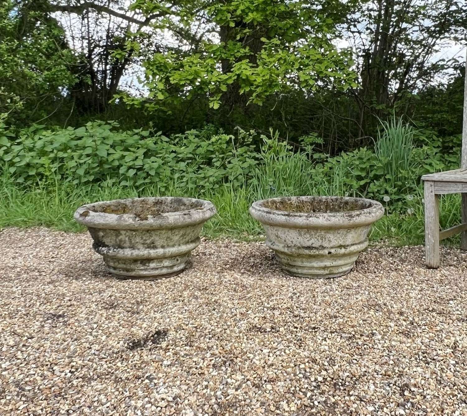 Pair of Patinated Simple Planters
