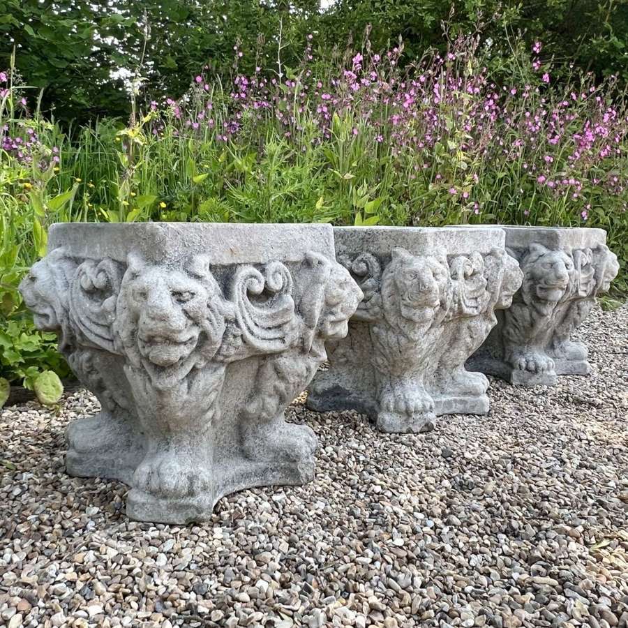 Weathered Lion Planters