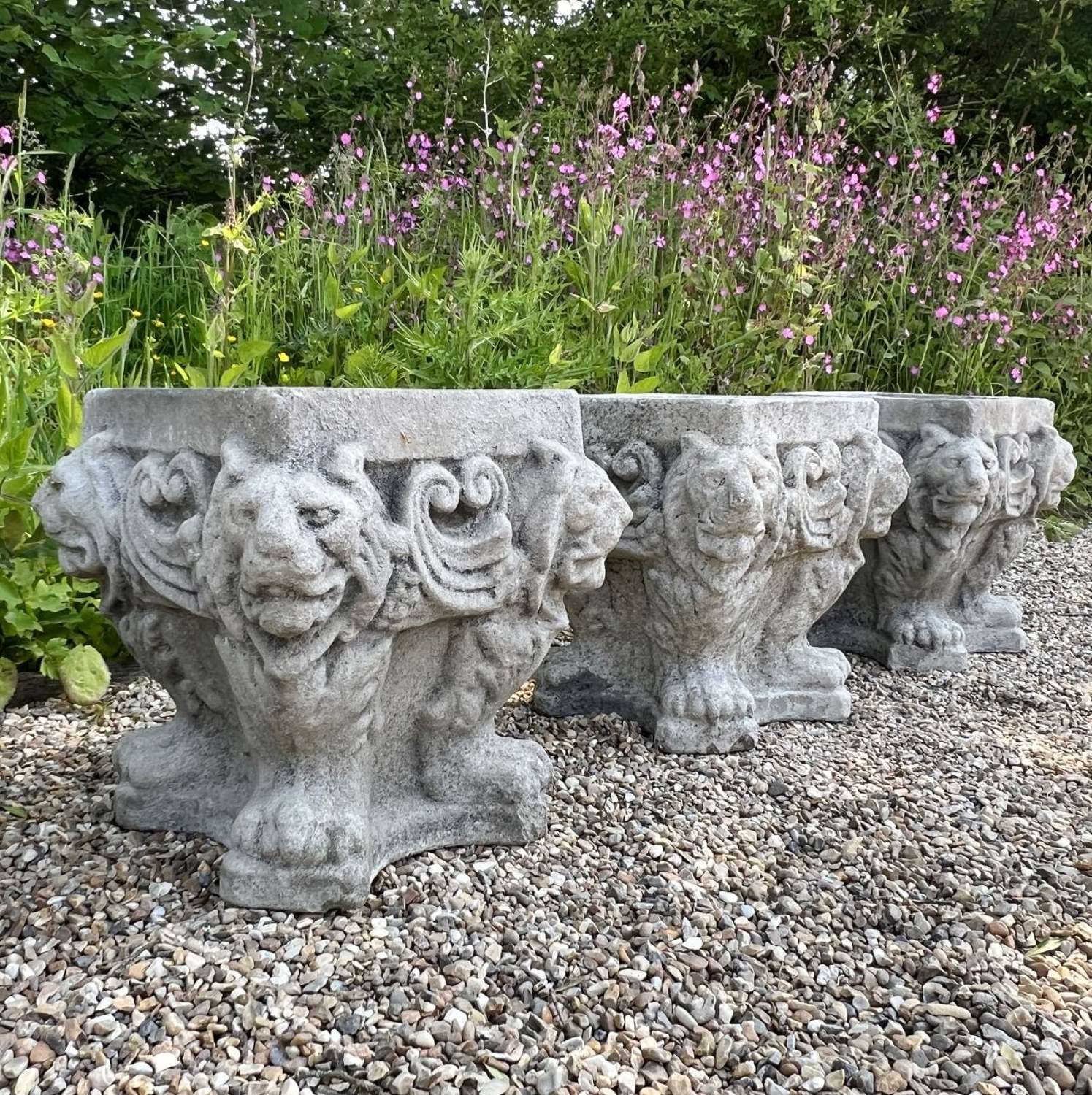 Weathered Lion Planters