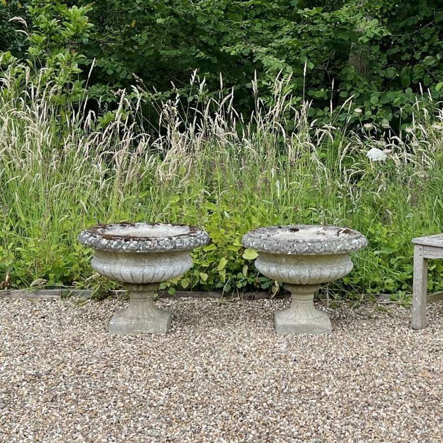 Pair of Patinated Classic Urns