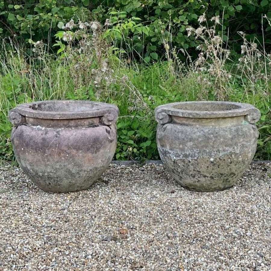 Pair of Large Scroll Planters
