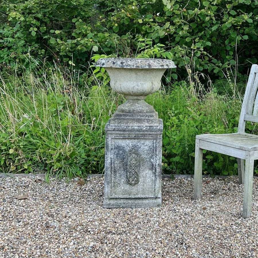Vintage Urn and Lattice Pedestal