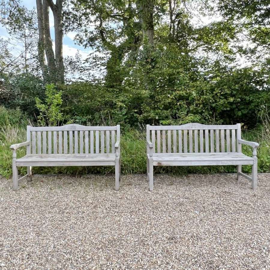 Traditional Pegged Benches with Crown Emblems