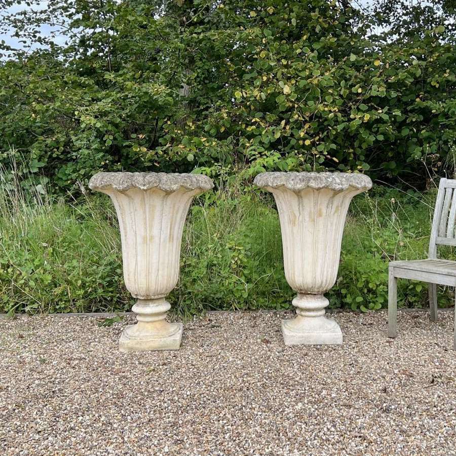 Pair of Large Fluted Vases
